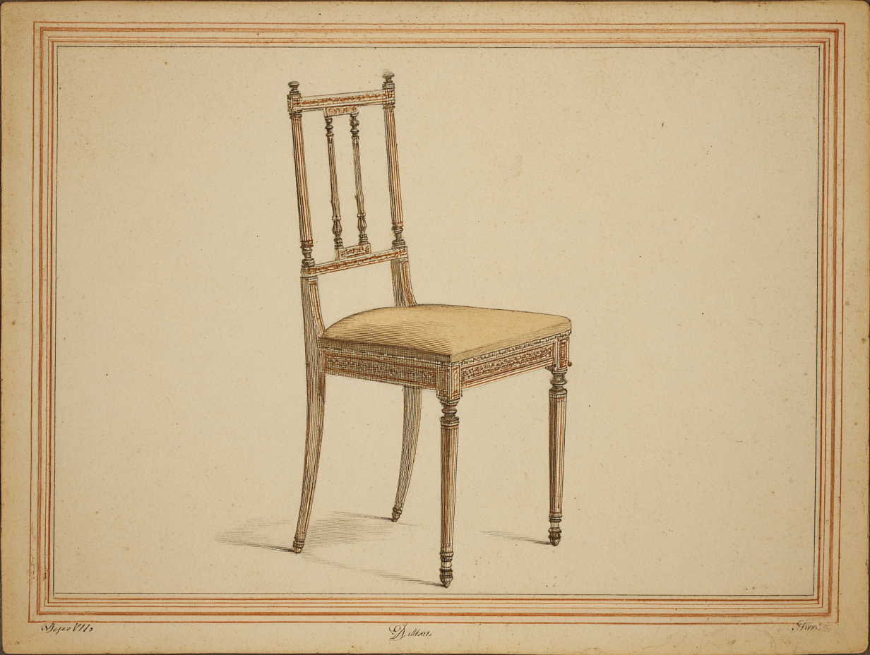 A Sheraton rectangular-back chair — predecessor with pale satinwood and inlay rather than rosewood and brass