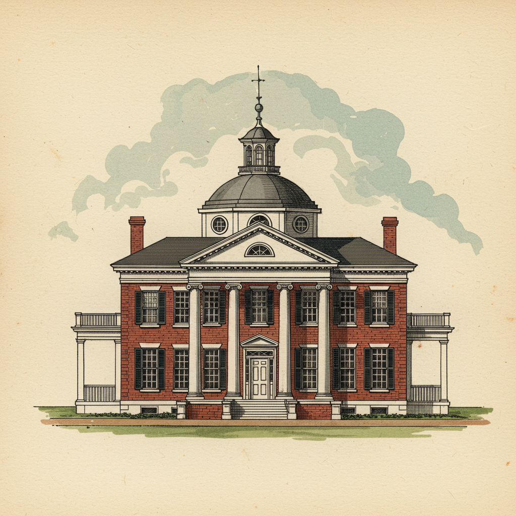 A Jeffersonian Roman Revival house with rotunda and Tuscan columns