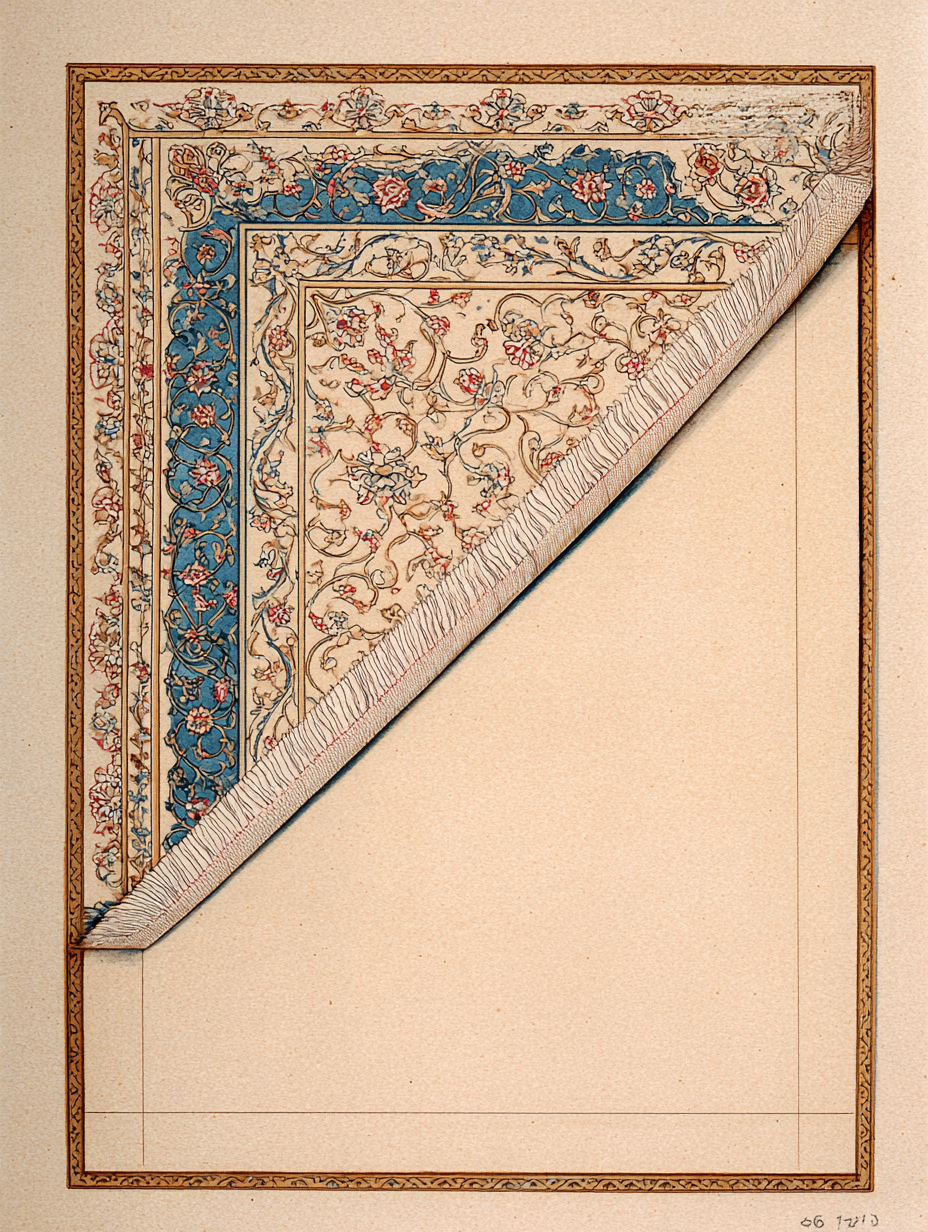 A close detail of an Isfahan knot-back — silk warp, fine knot density, workshop regularity