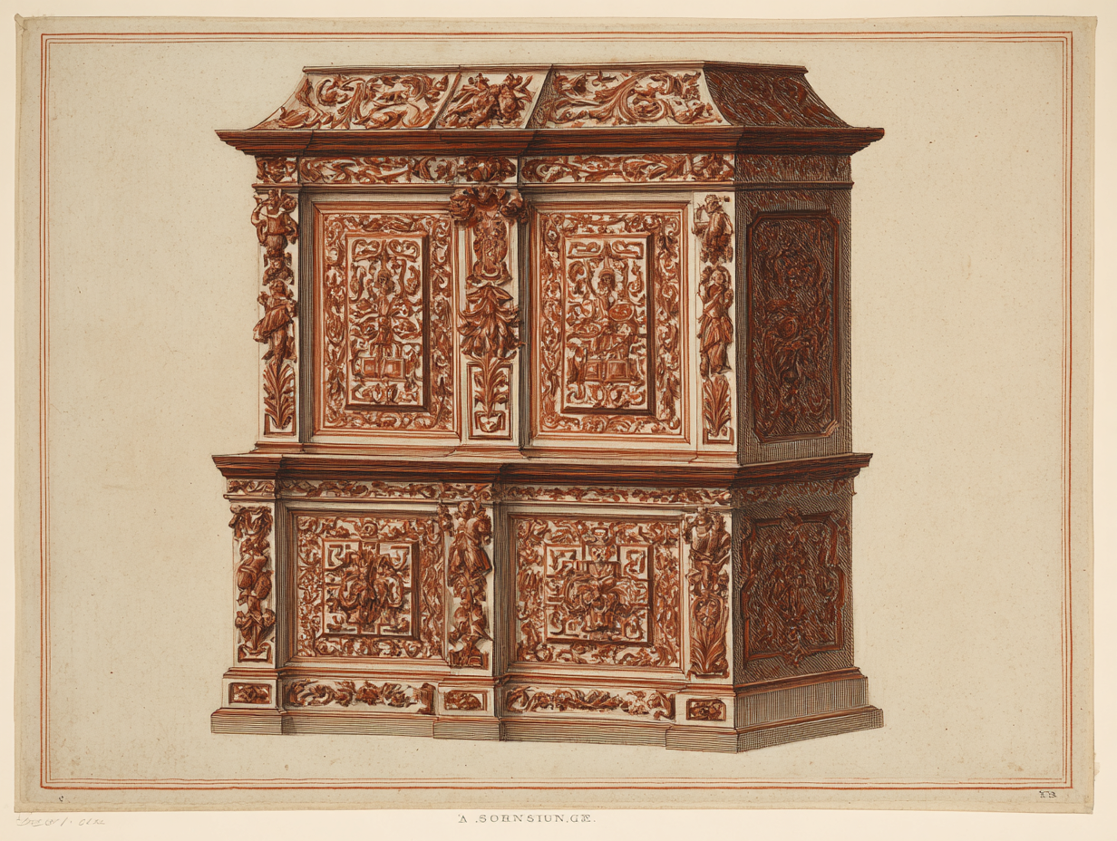 A French Renaissance cabinet — Henri-II French walnut tradition, related vocabulary at workshop register