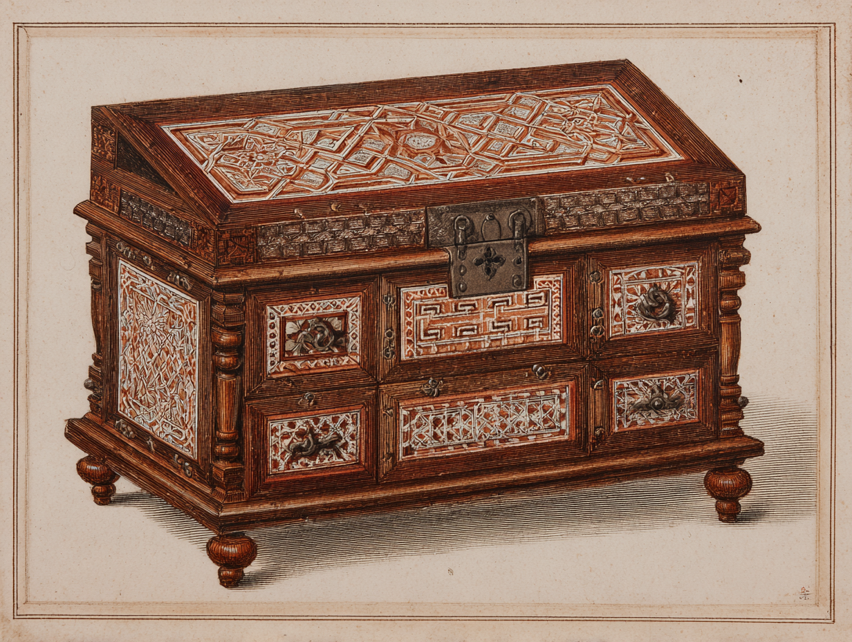 A Spanish Mudejar cabinet — Iberian Islamic-influenced geometric inlay tradition