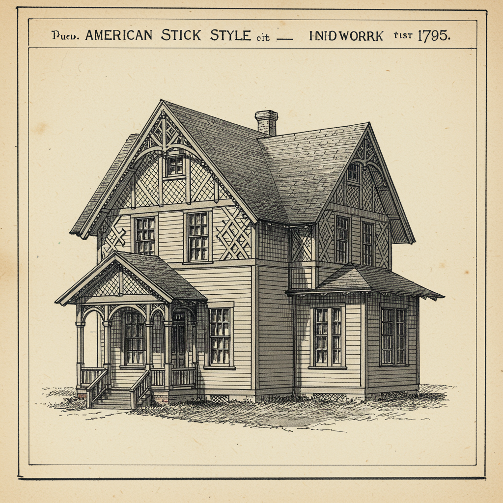 A Stick style house with exposed decorative timber framing